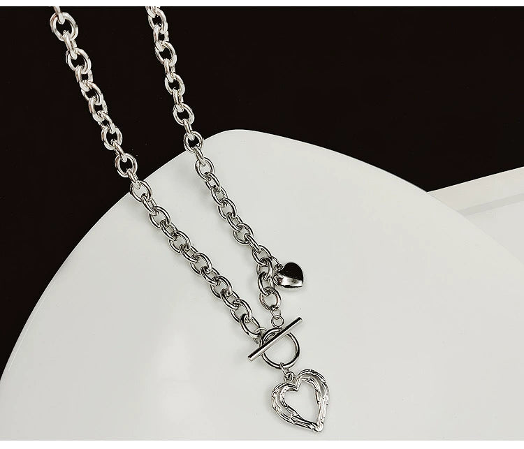 Heart Titanium Steel Necklace Clavicle Chain Non-Fading Female Springtide Niche Design Cold Wind Hip Hop