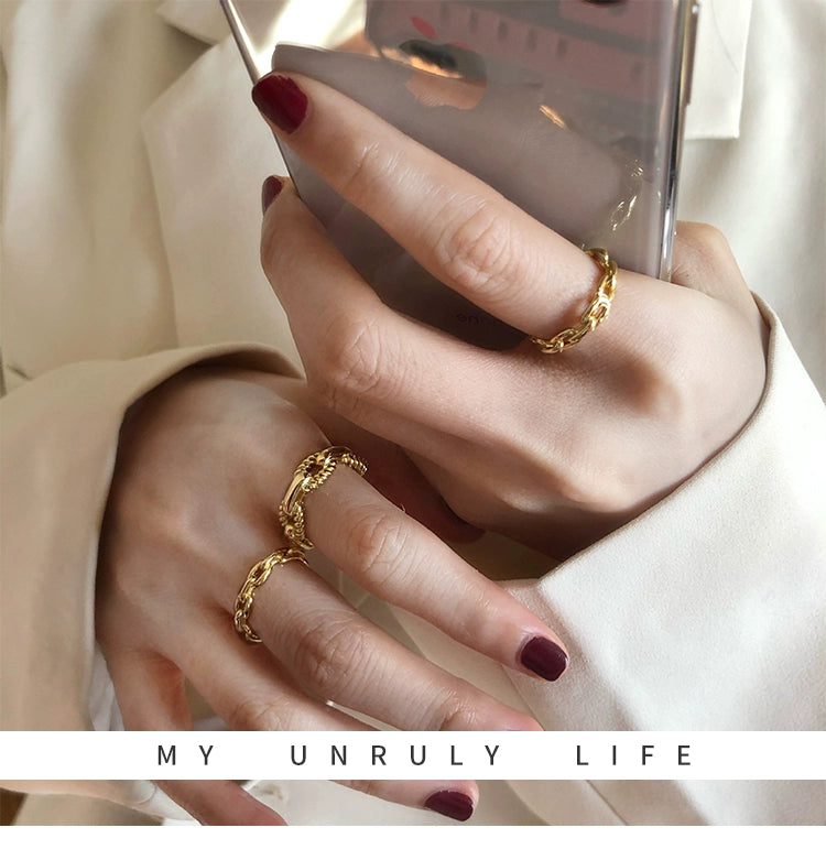 Accessible Luxury Sterling Silver Fancy Ins Little Finger Ring Women's Chain