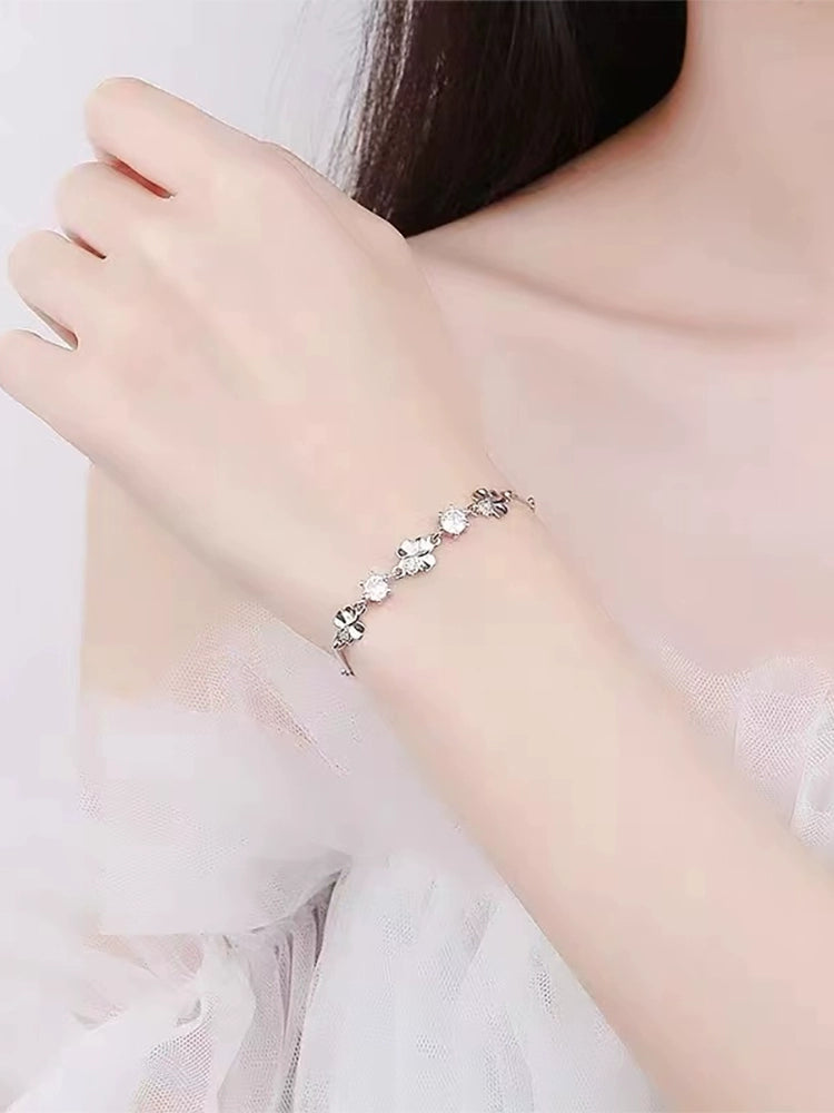 Niche Style Entire Sterling Silver Girl Fancy Four-Leaf Clover