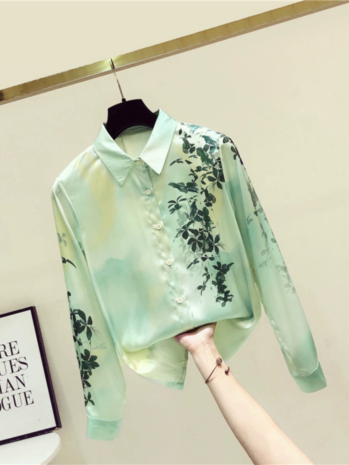 Chinese Style Retro Shirt Mulberry Silk Long Sleeve Top Satin