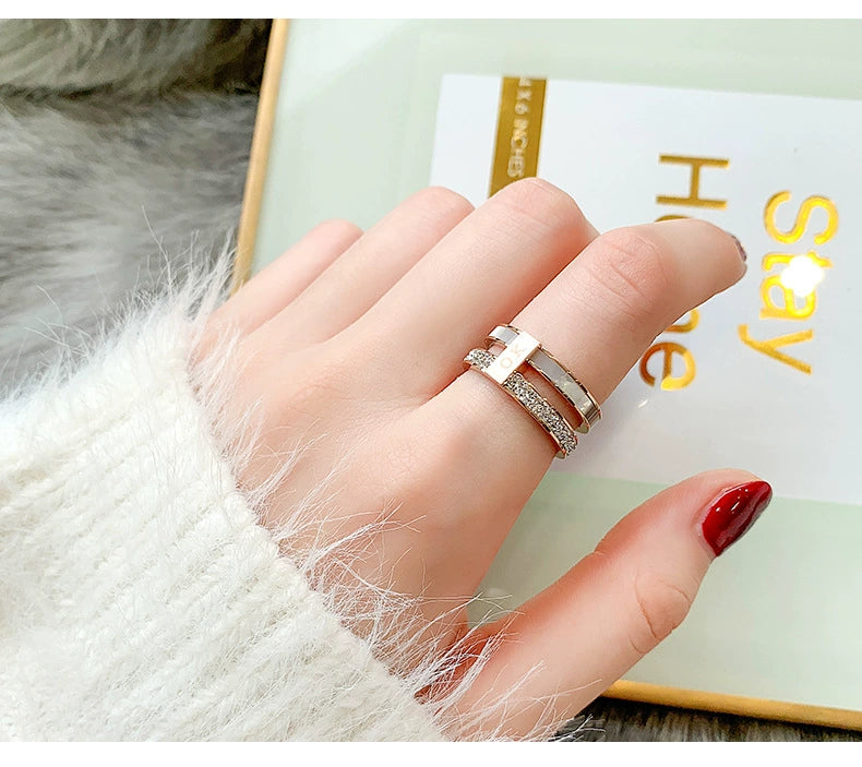 Women's Ins Titanium Steel No Fading Rose Gold Shell Ring