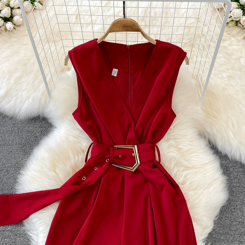 K-style V Neck High Waist Fashion Casual Drooping Wide Leg Pants