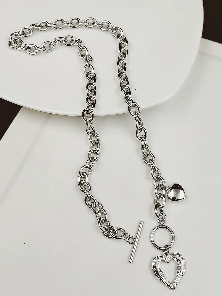 Heart Titanium Steel Necklace Clavicle Chain Non-Fading Female Springtide Niche Design Cold Wind Hip Hop