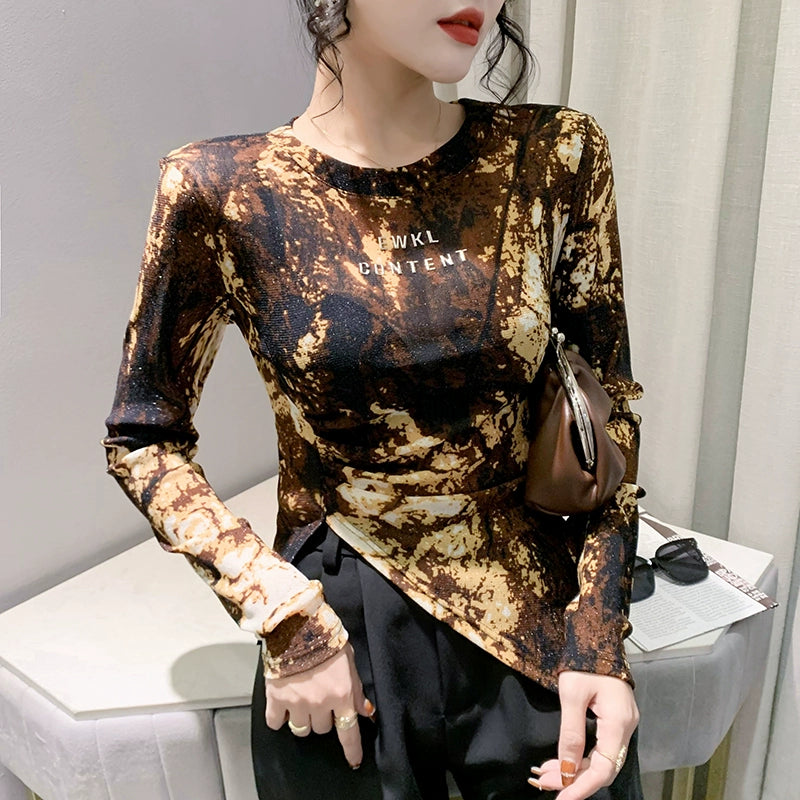 Long-Sleeved Top Irregular T-shirt Base Shirt