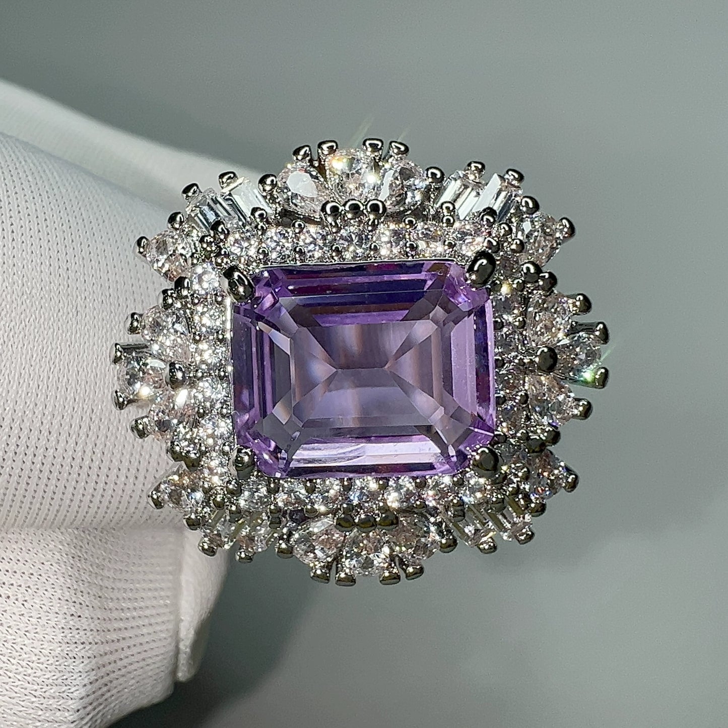 Jewelry Amethyst Fashion Luxury Women's Colored Gems Ring