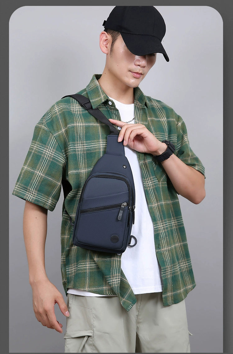 Men Casual Canvas Shoulder Black Chest Pack