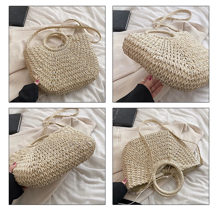Retro Large Capacity Unique One-Shoulder Straw Bag
