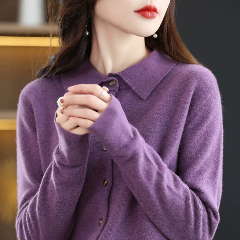 Polo Spring Autumn Outerwear Wool Temperament Base Shirt
