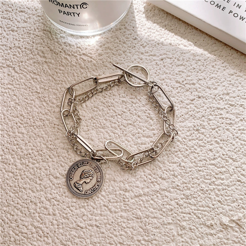 Korean Style Hip-Hop Ins Style Women's Retro Portrait Bracelet
