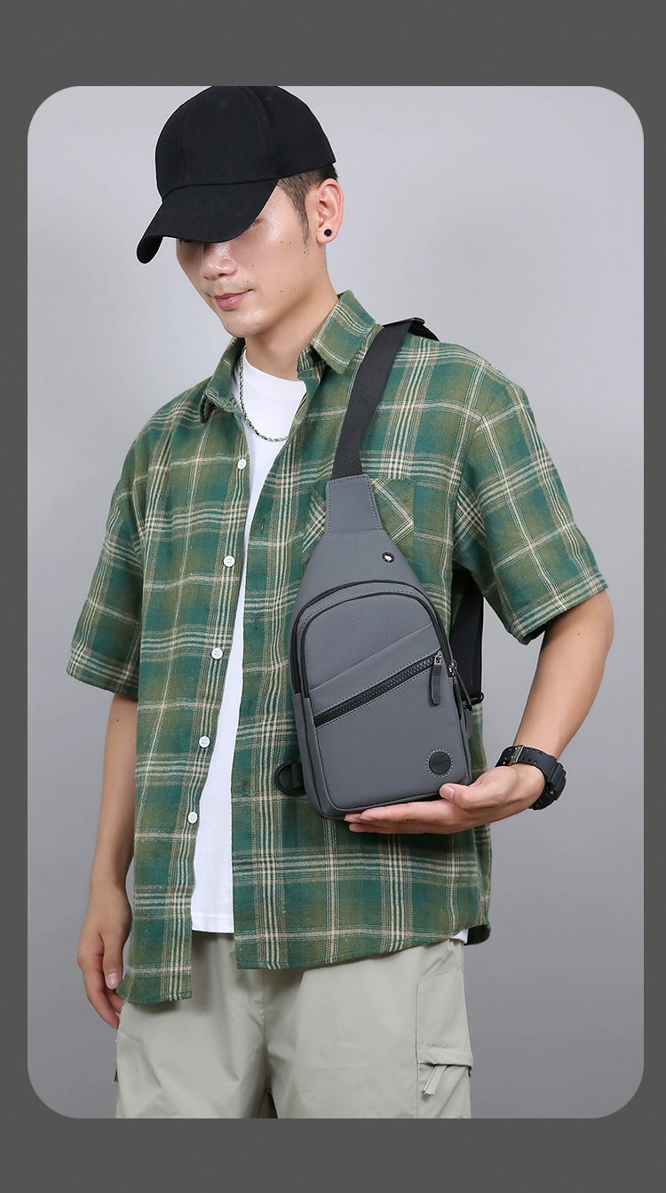 Men Casual Canvas Shoulder Black Chest Pack