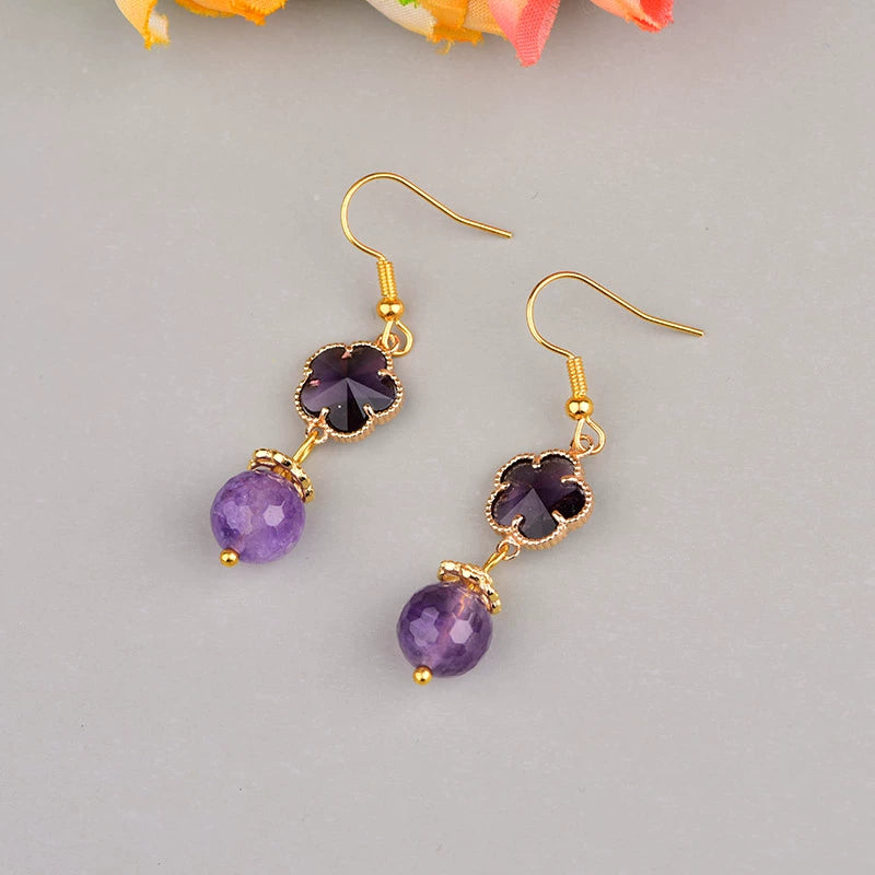 Fashion Amethyst Women Retro Style for Cheongsam Earrings