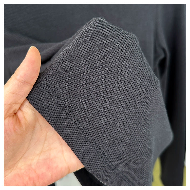 Fall and Winter Elastic Threaded Long Sleeve Silm Short Bottoming Shirt