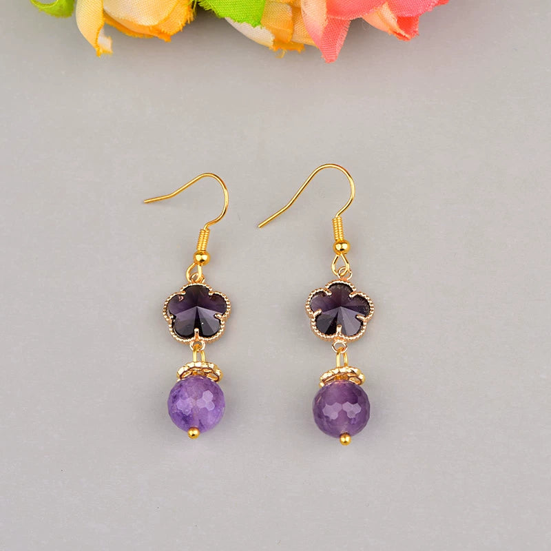 Fashion Amethyst Women Retro Style for Cheongsam Earrings
