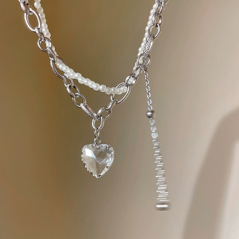Transparent Women's Sweet Cool Hot Girl Pure Desire Style Clavicle Chain Pearl