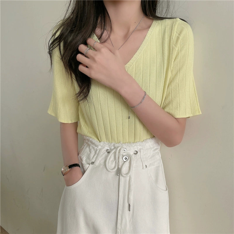 Ice Silk Spring and Summer Thin White Top Sweater