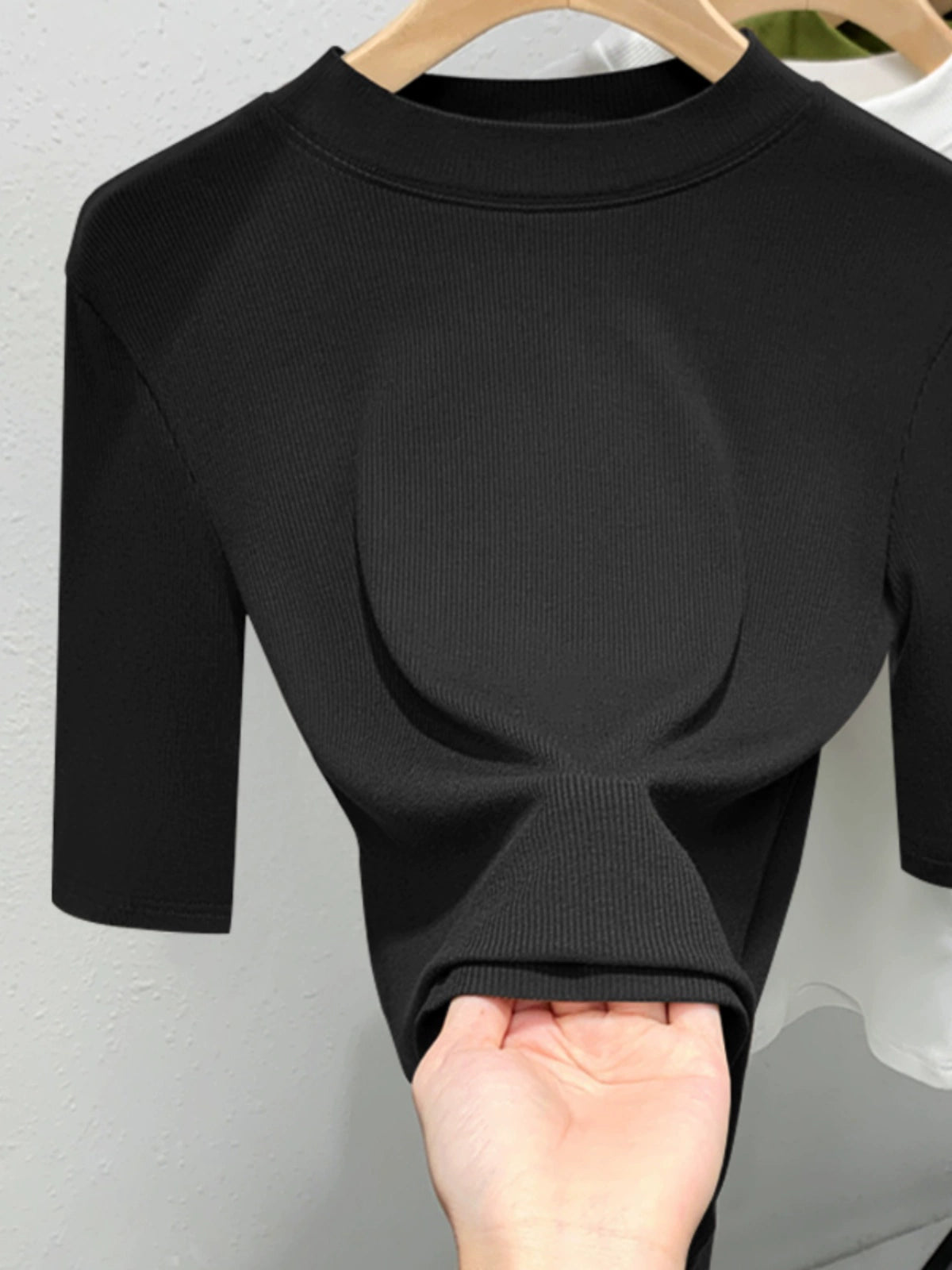 White Modal Short-Sleeved T-Shirt Women's 2024 Spring/Summer New Half Sleeve round Neck Half Sleeve Bottoming Women's Tops Fashion