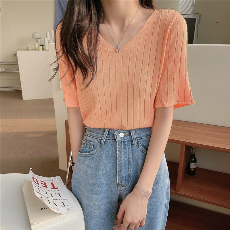Ice Silk Spring and Summer Thin White Top Sweater