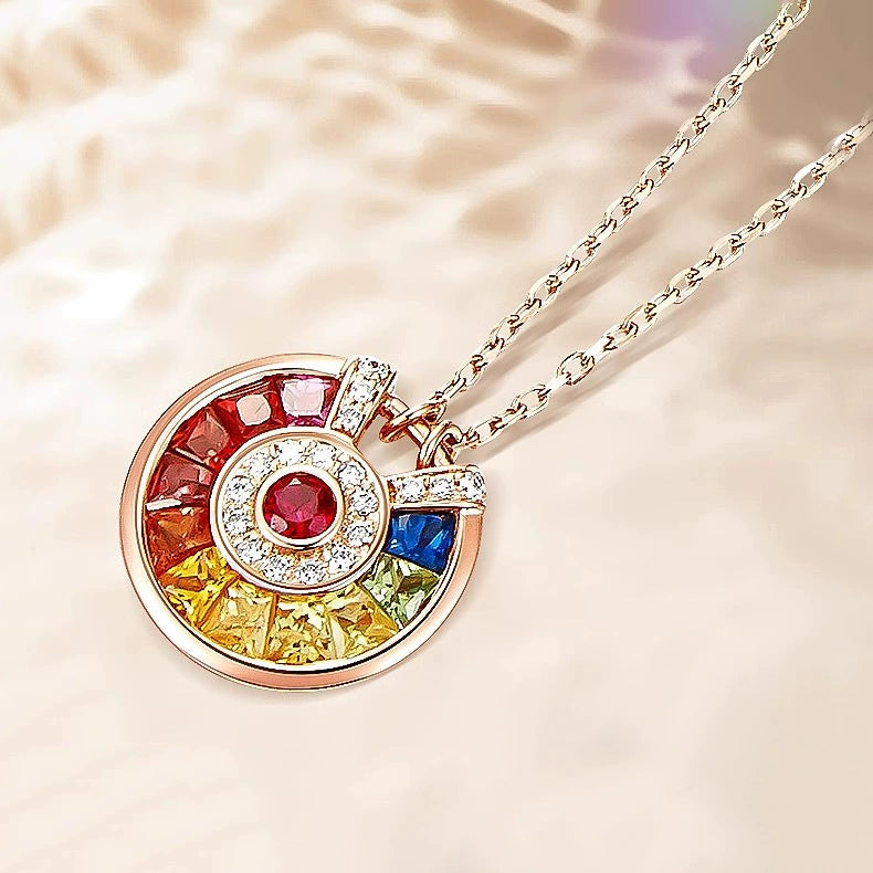 Young Color Charm Women's 18K Rose Gold Plated Gemstone Necklace