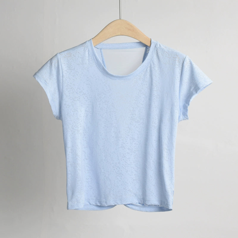 Women's Mesh Back Blouse Loose T-Shirt Short Sleeve Yoga