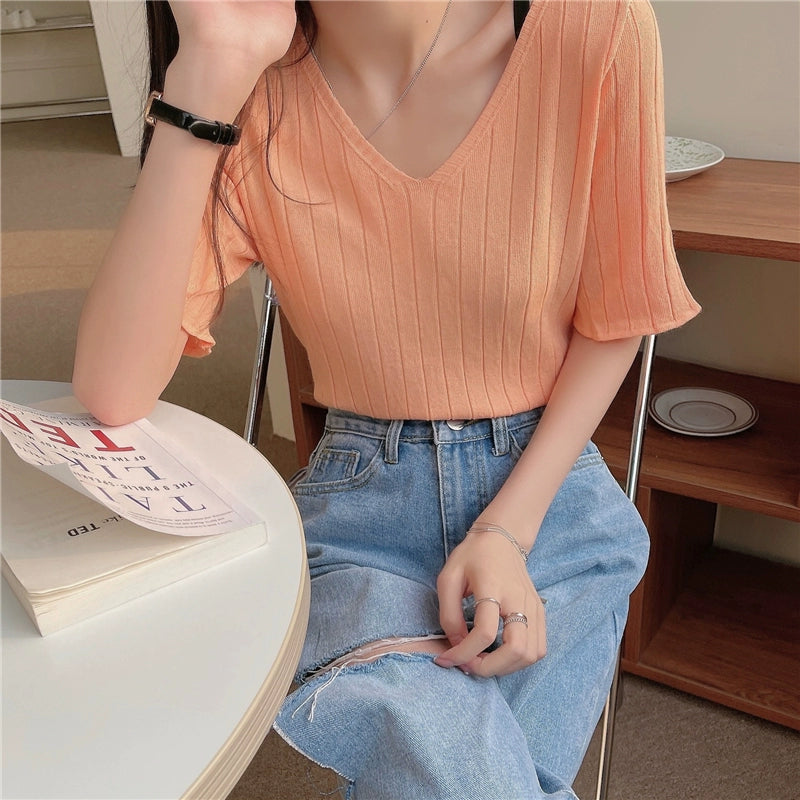 Ice Silk Spring and Summer Thin White Top Sweater