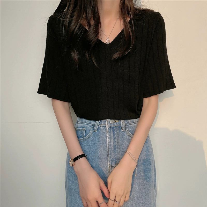 Ice Silk Spring and Summer Thin White Top Sweater