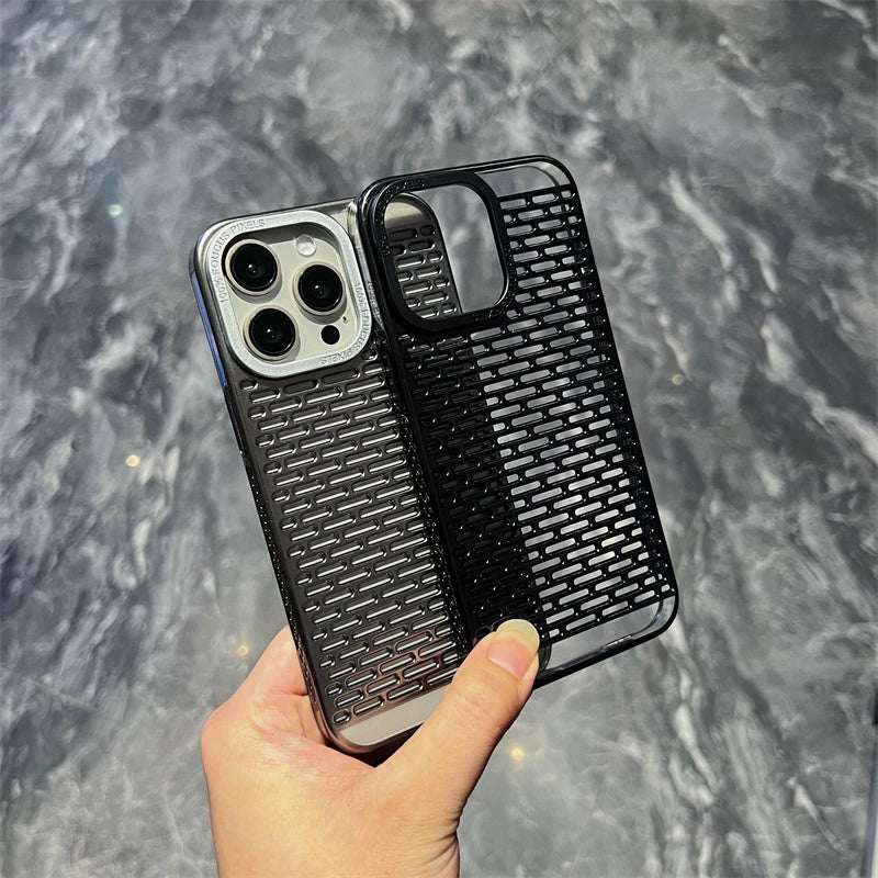 Summer Heat Dissipation Fancy for Apple 15promax Phone Case Cut Out Iphone14promax Electroplated Luxury 15plus Ultra-Thin Breathable 13 All-Inclusive 12 Minimalist Men and Women 11 Protective Case