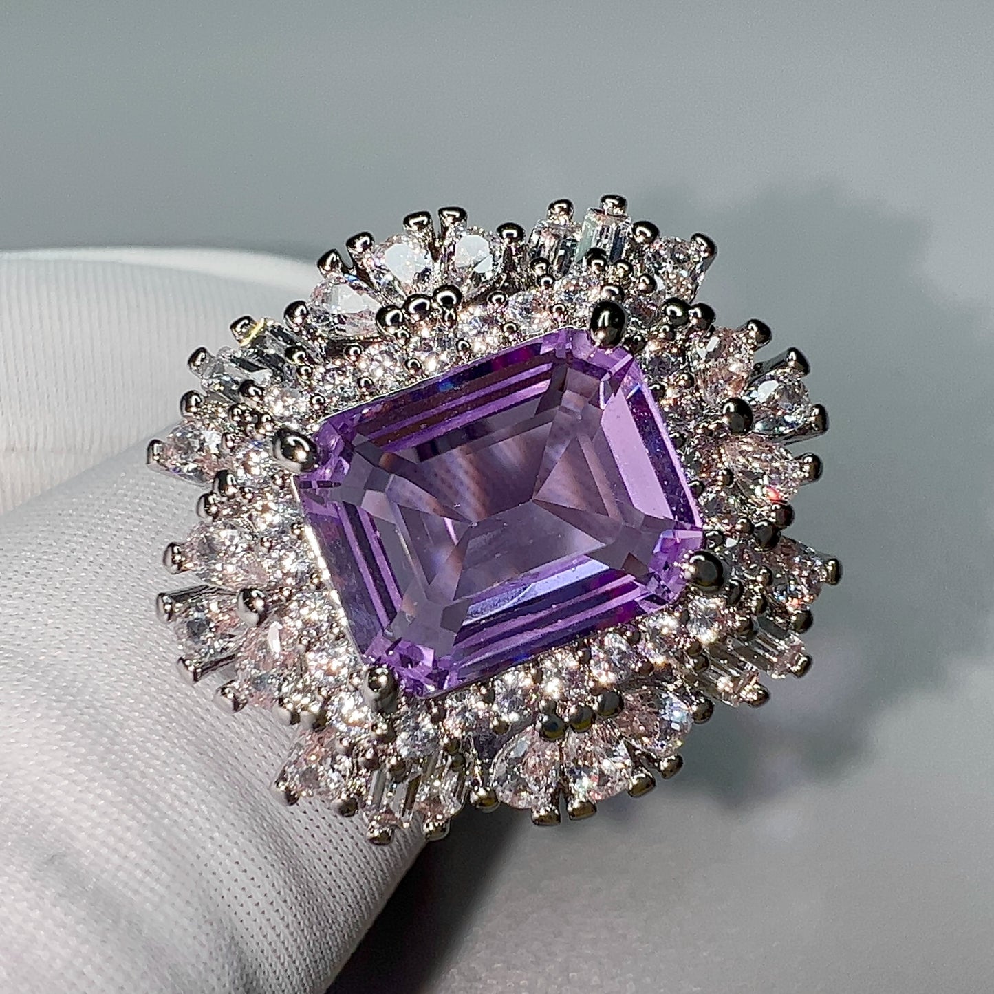 Jewelry Amethyst Fashion Luxury Women's Colored Gems Ring