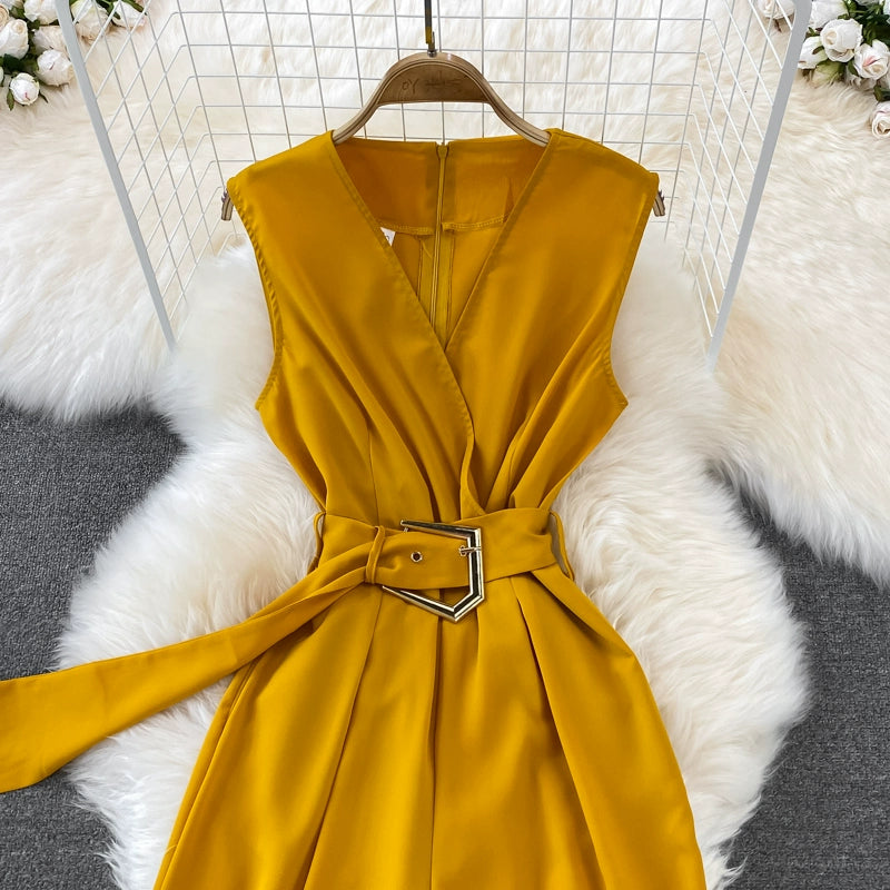K-style V Neck High Waist Fashion Casual Drooping Wide Leg Pants