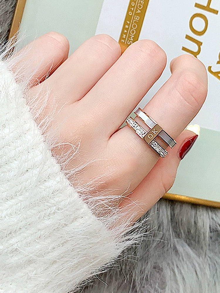 Women's Ins Titanium Steel No Fading Rose Gold Shell Ring