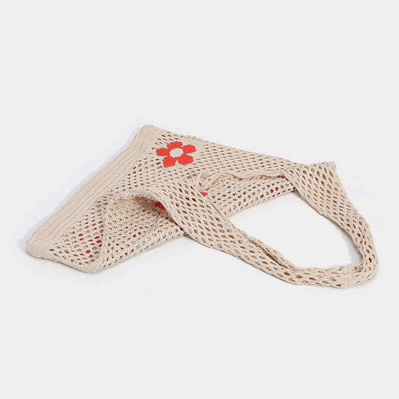 Retro South Korea Chic Cut Out Knitting Flower Handbag