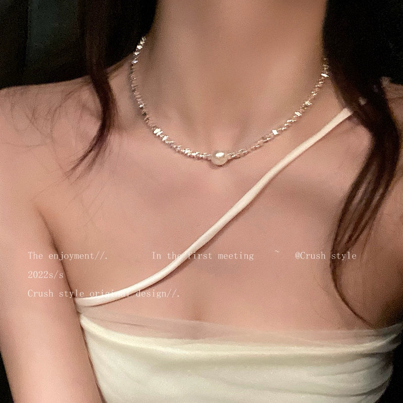 Niche Style Small Pieces of Silver Women's Summer Best Selling Clavicle Chain Pearl