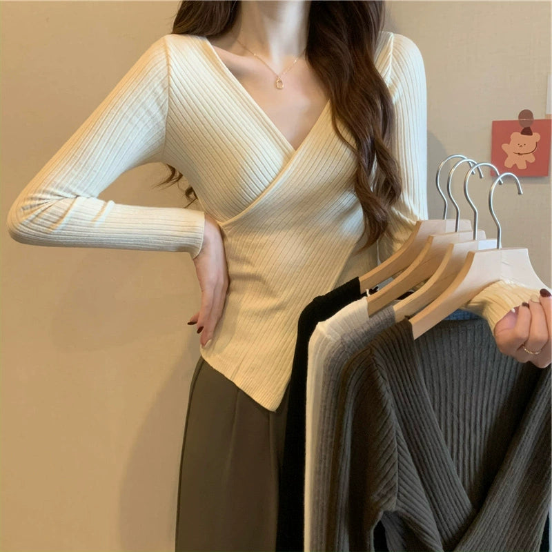 Cross V-neck This Year's Popular Spring and Autumn Sweater Knitwear
