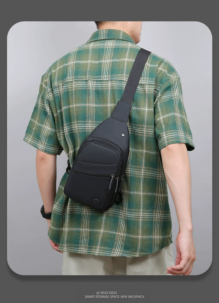 Men Casual Canvas Shoulder Black Chest Pack