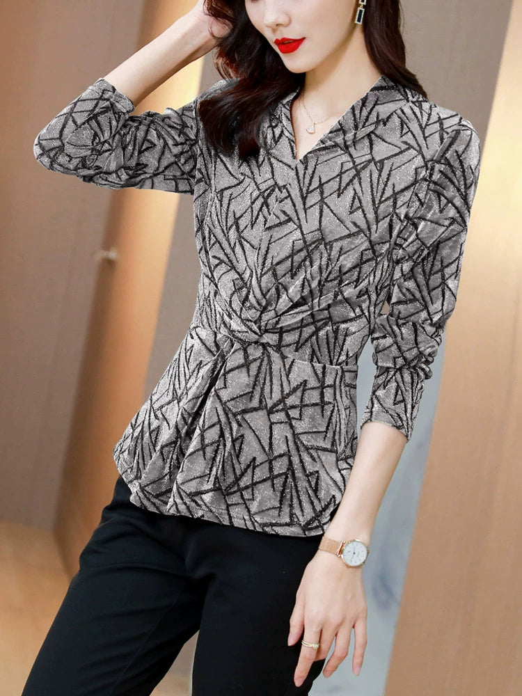 Fall/Winter Noble Lady Fashionable T-shirt Velvet Base Shirt