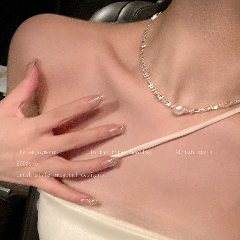 Niche Style Small Pieces of Silver Women's Summer Best Selling Clavicle Chain Pearl