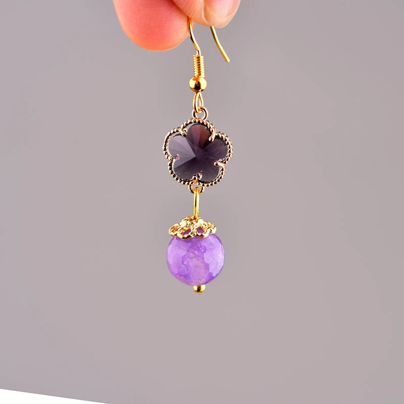 Fashion Amethyst Women Retro Style for Cheongsam Earrings