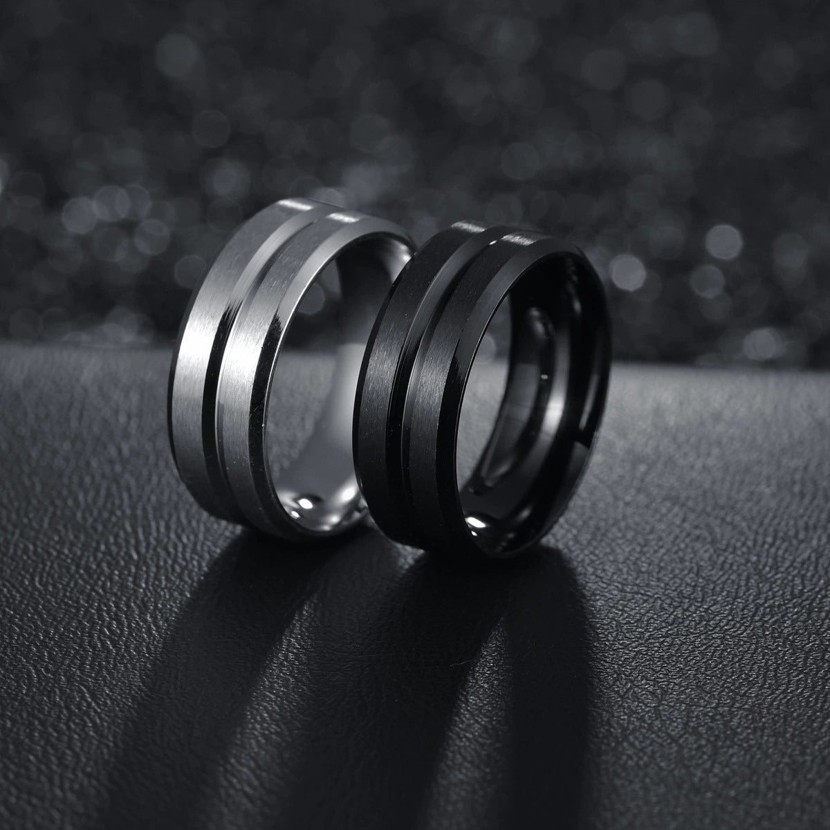 Cross-Border Bracelet 8mm Wide Middle Groove Frosted Men Stainless Steel Ring Fashion Popular Simple Ornament