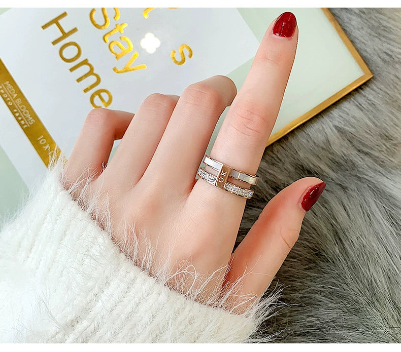 Women's Ins Titanium Steel No Fading Rose Gold Shell Ring