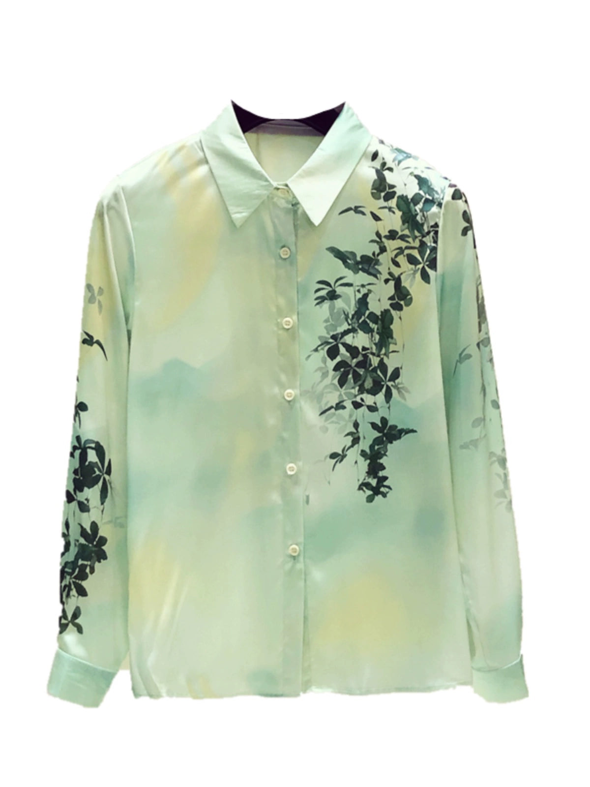 Chinese Style Retro Shirt Mulberry Silk Long Sleeve Top Satin