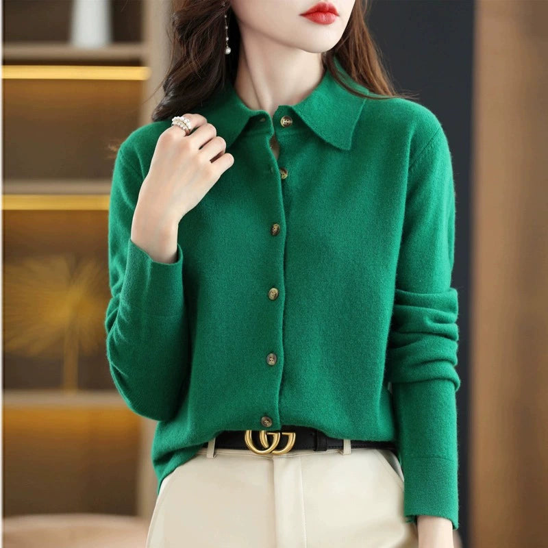 Polo Spring Autumn Outerwear Wool Temperament Base Shirt