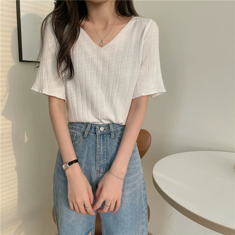 Ice Silk Spring and Summer Thin White Top Sweater