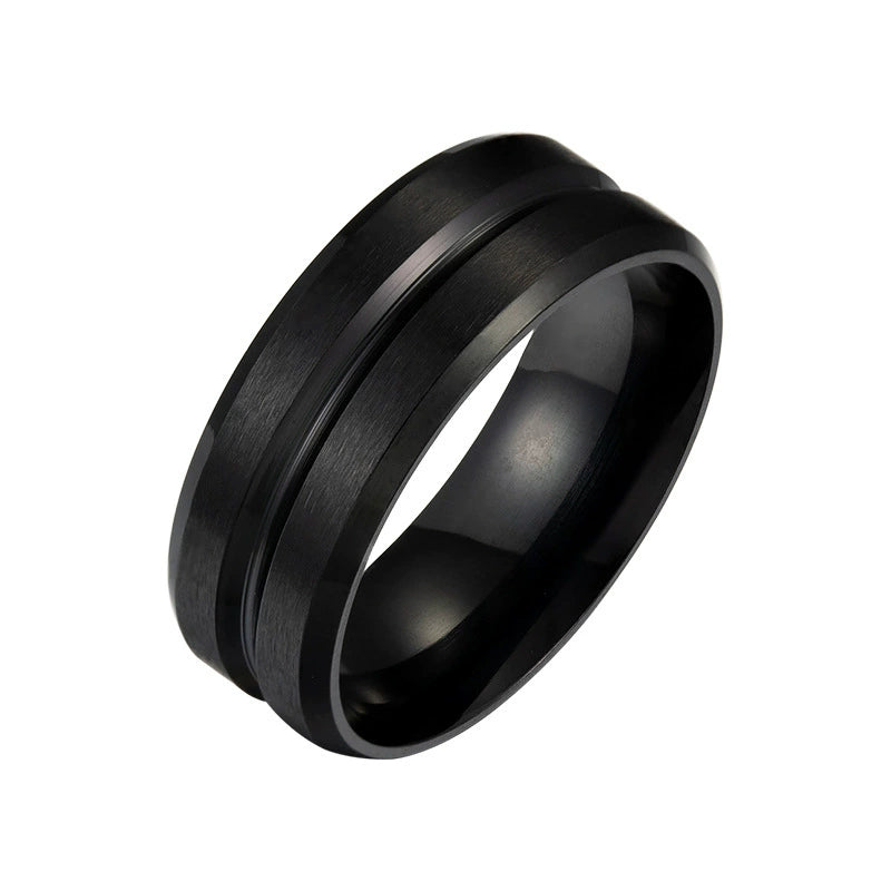 Cross-Border Bracelet 8mm Wide Middle Groove Frosted Men Stainless Steel Ring Fashion Popular Simple Ornament