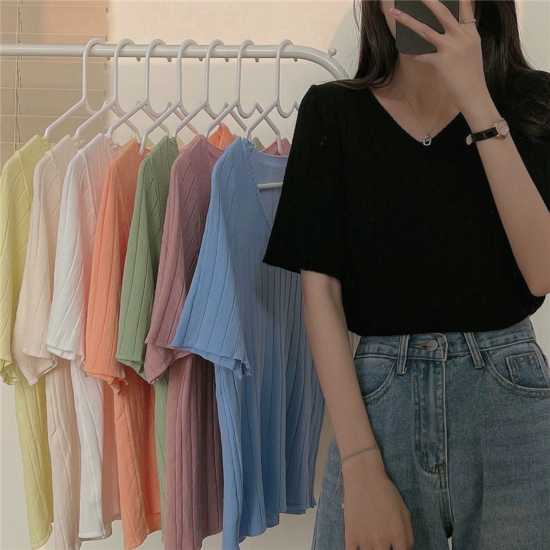 Ice Silk Spring and Summer Thin White Top Sweater