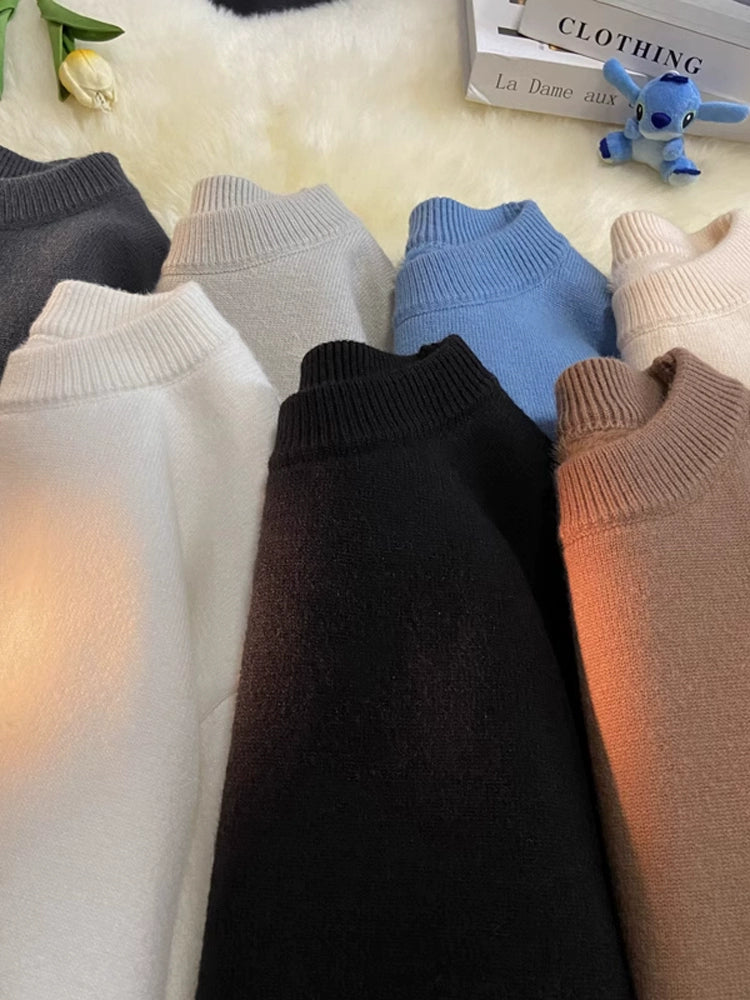 Round Neck Cashmere Casual Bottoming Plus Size Soft Glutinous Sweater