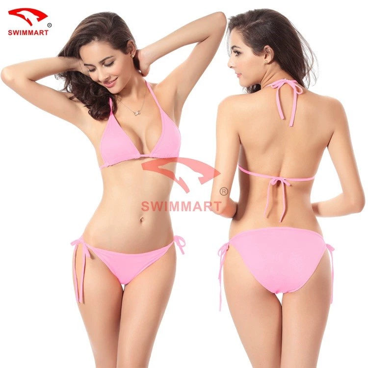 Bandage Swimsuit Halterneck Blue Bikini Racing Suit Sexy Three-Point Bikini European and American Swimsuit Women's Intimates