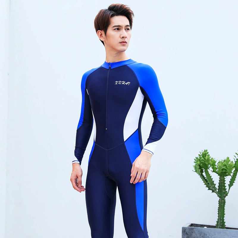 One-Piece Diving Suit Men Professional Long Sleeves Pants Sun Protection for Whole Body Quick-Drying Hot Spring Bathing Suit Suit Teenagers
