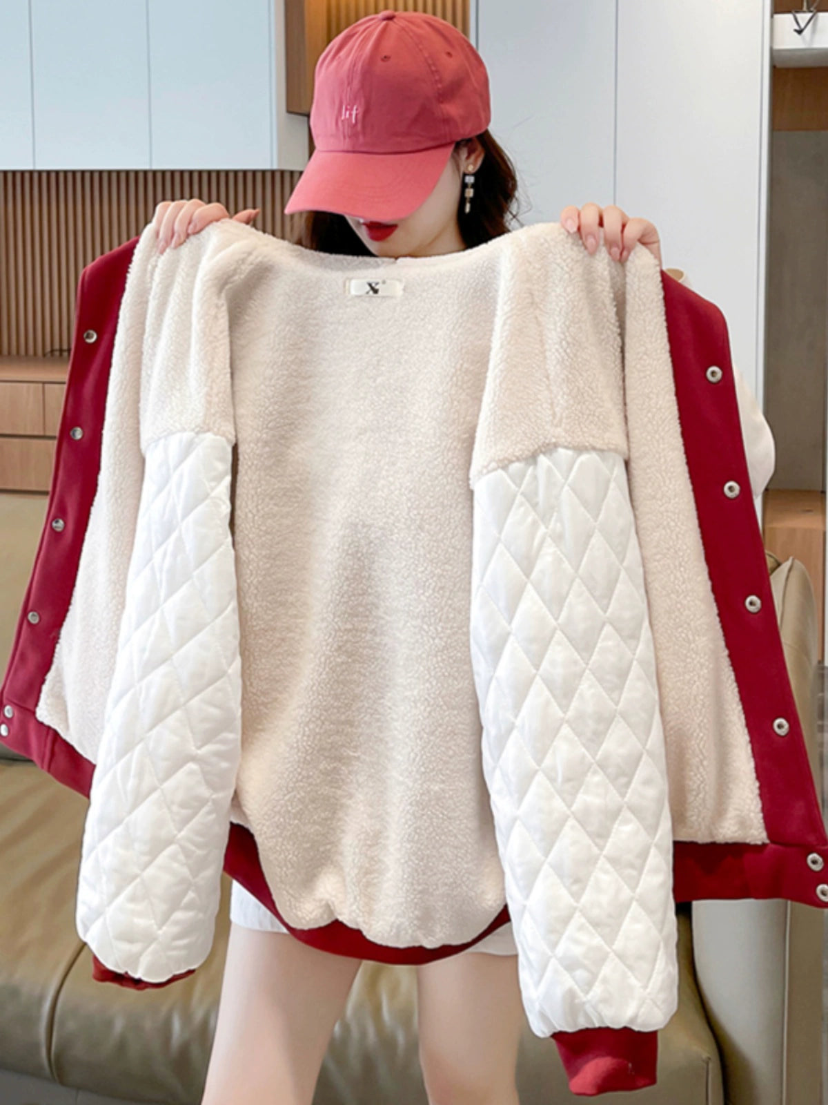 Early Spring Junior High School Student Girl Thickened Baseball Uniform Sweater