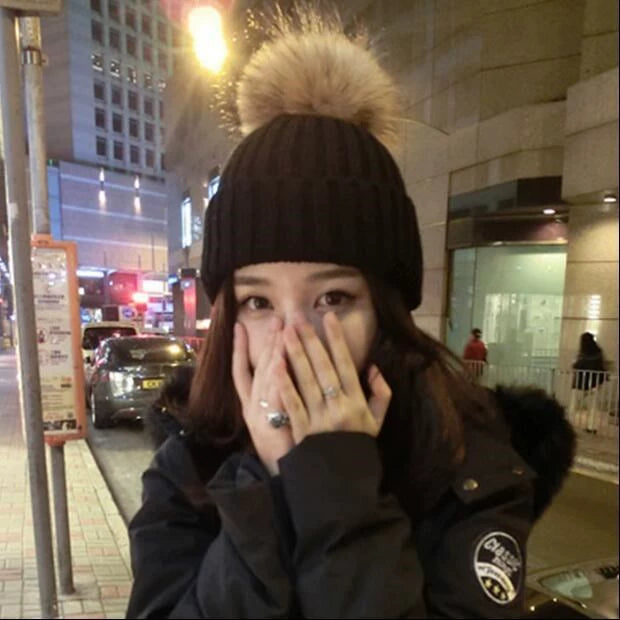 Women's Winter All-Matching plus Fluffy Balls Student Hat