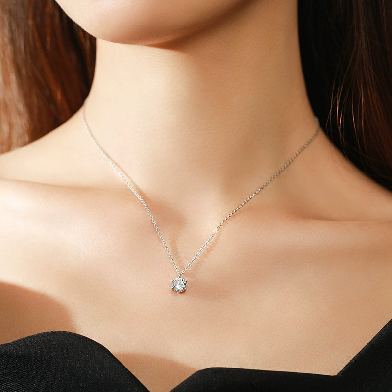 Accessible Luxury 925 Sterling Silver Women's Easiest for Match Clavicle Chain Single Diamond