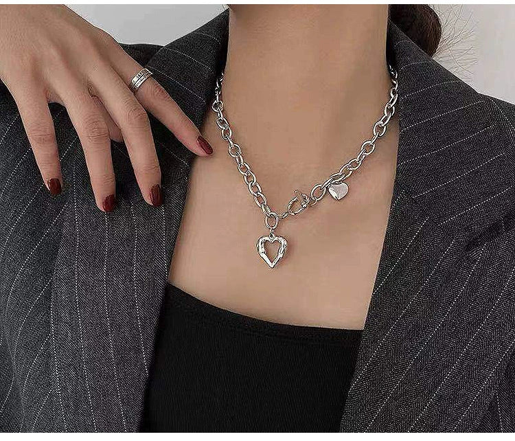 Heart Titanium Steel Necklace Clavicle Chain Non-Fading Female Springtide Niche Design Cold Wind Hip Hop